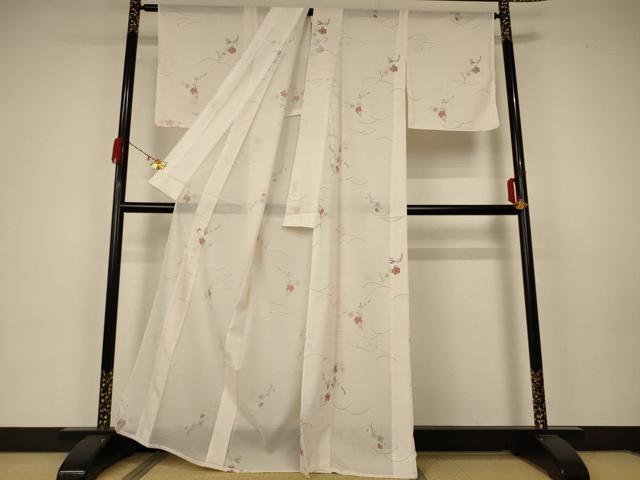 平和屋着物*夏物 小紋 絽 芝花文 正絹 逸品 未使用 AABA6559jd