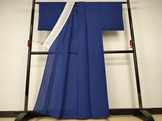 平和屋着物*夏物 色無地 絽 深縹色 正絹 逸品 AABA6583jd