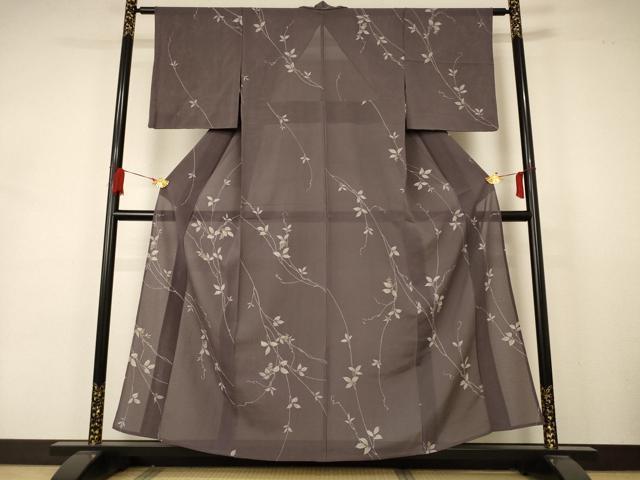 平和屋着物*夏物 小紋 絽 枝葉文 正絹 逸品 AABA6610jd