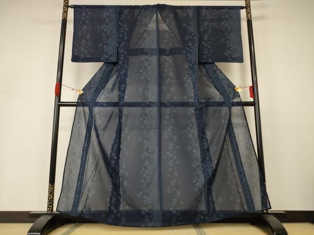 平和屋着物*夏物 紗紬 幾何学文様 正絹 逸品 AABA6617jd