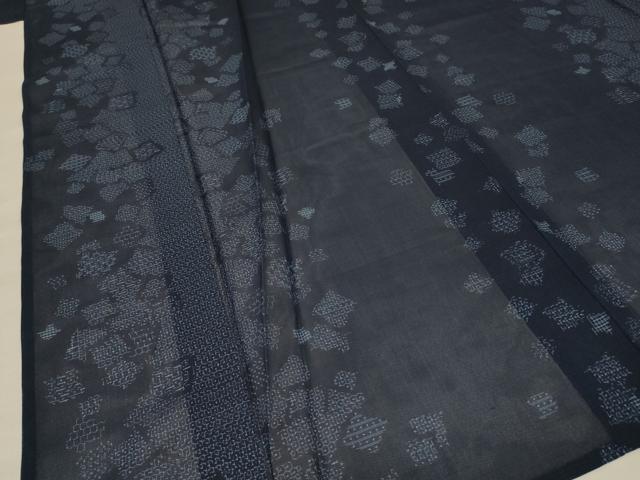 平和屋着物*夏物 紗紬 幾何学文様 正絹 逸品 AABA6617jd