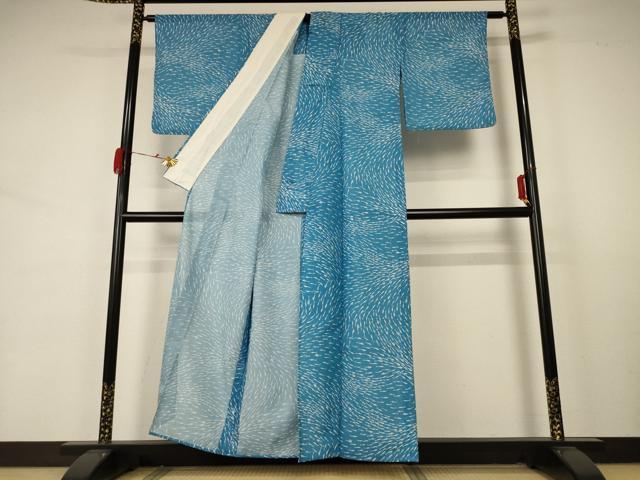平和屋着物*夏物 小紋 絽 魚文 洗える着物 AABA6626jd