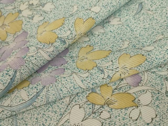 平和屋着物*夏物 小紋 絽 草花文 洗える着物 AABA6637sx