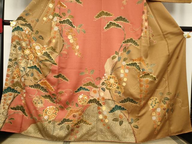 平和屋着物●訪問着 作家物 駒刺繍 雪輪吉祥花文 金彩 正絹 逸品 AABA6641ck