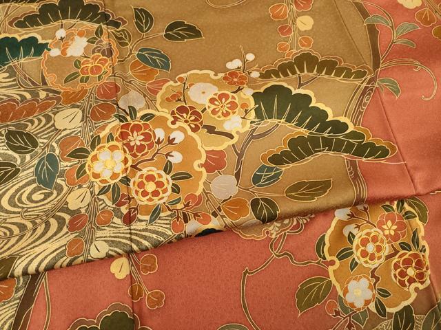 平和屋着物●訪問着 作家物 駒刺繍 雪輪吉祥花文 金彩 正絹 逸品 AABA6641ck