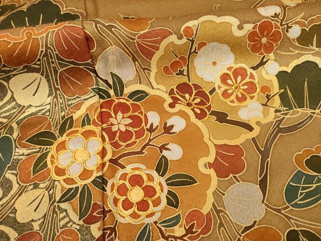 平和屋着物●訪問着 作家物 駒刺繍 雪輪吉祥花文 金彩 正絹 逸品 AABA6641ck