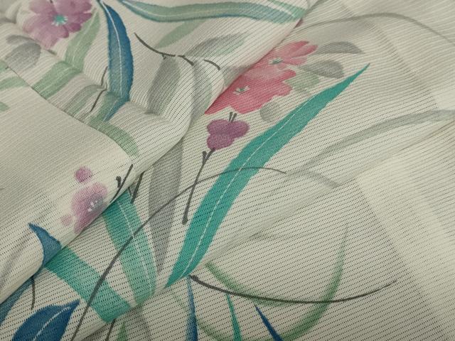 平和屋着物*夏物 小紋 絽 草花文 正絹 逸品 AABA6837st