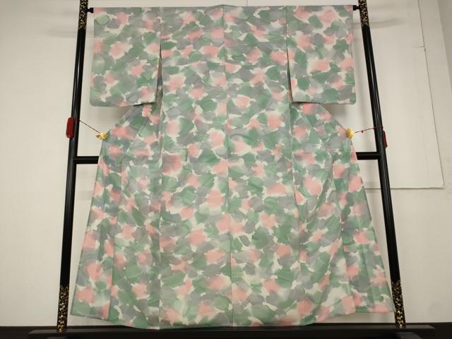平和屋着物*夏物 小紋 絽 霞文 暈し染め 正絹 逸品 AABA6858st
