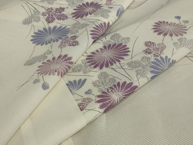 平和屋着物*夏物 小紋 絽 流水草花文 洗える着物 未使用 AABA6867st