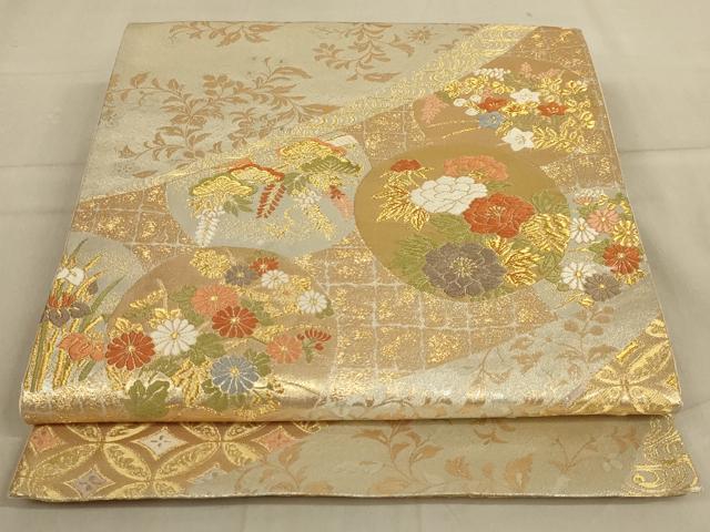 平和屋着物◎六通柄袋帯 唐織 古都 金銀糸 正絹 逸品 AABA6892ou