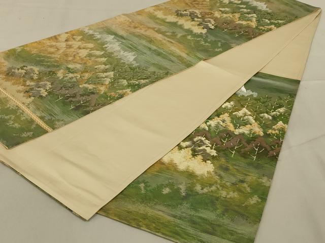 平和屋着物◎六通柄袋帯 樹林文 金銀糸 正絹 逸品 AABA7164ou