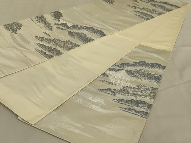 平和屋着物◎西陣 六通柄袋帯 風景文 銀糸 正絹 逸品 AABA7187ou