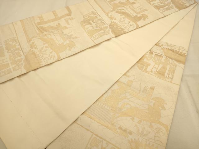 平和屋着物◎西陣 六通柄袋帯 狩猟文 金糸 正絹 逸品 AABA7349dt