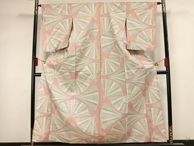 平和屋着物▽本場大島紬 単衣 扇面文 正絹 逸品 AABA7411fy