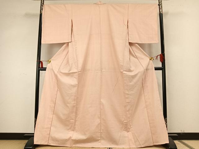 平和屋着物▽上質な紬 単衣 色無地 洗柿色 正絹 逸品 未使用 AABA7438fy