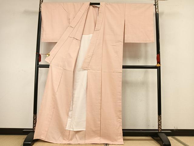 平和屋着物▽上質な紬 単衣 色無地 洗柿色 正絹 逸品 未使用 AABA7438fy