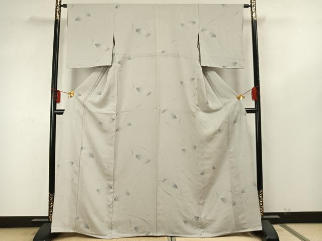 平和屋着物▽上質な小紋 単衣 地紋起こし 扇面文 正絹 逸品 未使用 AABA7441fy
