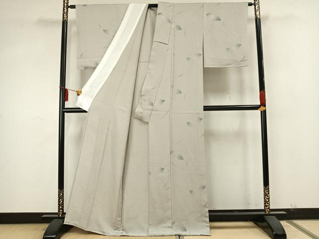 平和屋着物▽上質な小紋 単衣 地紋起こし 扇面文 正絹 逸品 未使用 AABA7441fy