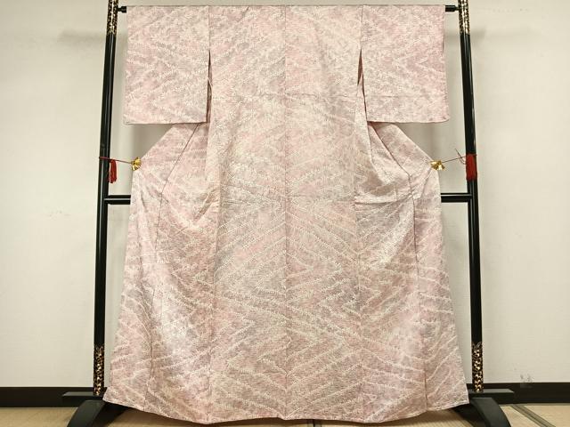 平和屋着物▽上質な小紋 単衣 絞り 抽象文様 正絹 逸品 AABA7454fy