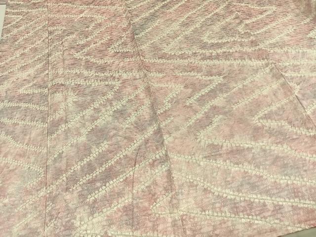 平和屋着物▽上質な小紋 単衣 絞り 抽象文様 正絹 逸品 AABA7454fy
