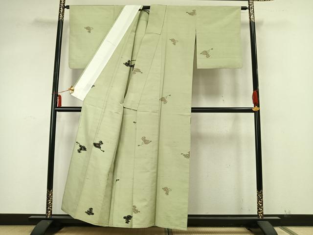 平和屋着物▽京の名門・菱屋六右ェ門 紬 単衣 巾着 正絹 逸品 AABA7494fy