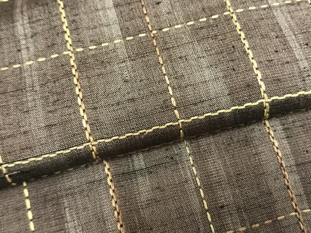 平和屋着物▽上質な紬 単衣 刺し子 格子 正絹 逸品 AABA7506fy