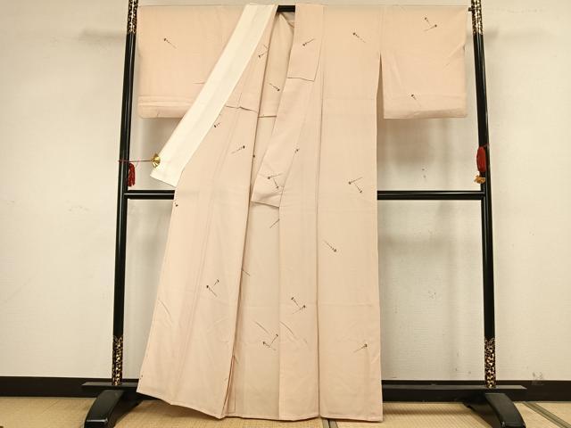 平和屋着物▽上質な小紋 単衣 抽象文様 正絹 逸品 AABA7507fy