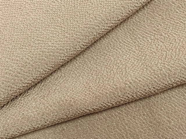 平和屋着物▽上質な色無地 単衣 白橡色 鬼しぼ縮緬 正絹 逸品 未使用 AABA7511fy