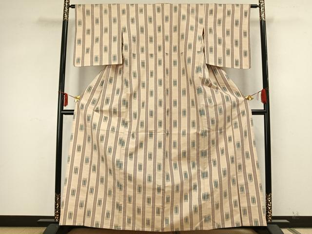 平和屋着物▽上質な紬 単衣 間道 正絹 逸品 AABA7517fy