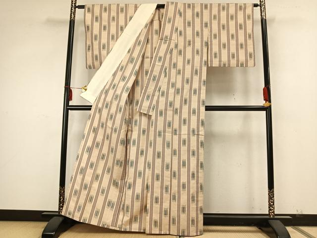 平和屋着物▽上質な紬 単衣 間道 正絹 逸品 AABA7517fy