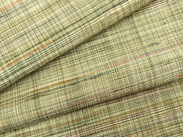 平和屋着物▽上質な紬 単衣 縞 正絹 逸品 AABA7524fy