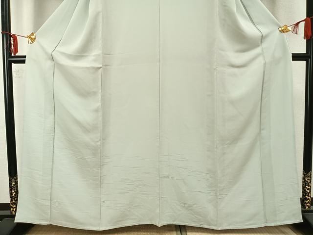 平和屋着物▽無地絵羽訪問着 単衣 霞地紋 薄雲鼠色 正絹 逸品 AABA7538fy