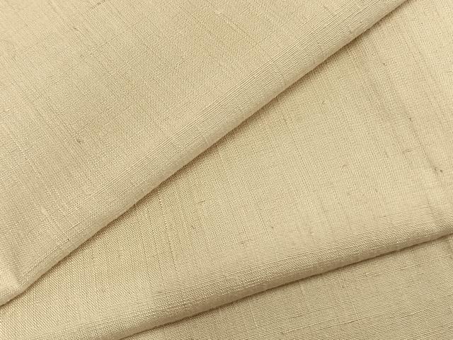 平和屋着物▽上質な紬 単衣 色無地 鳥の子色 正絹 逸品 AABA7543fy