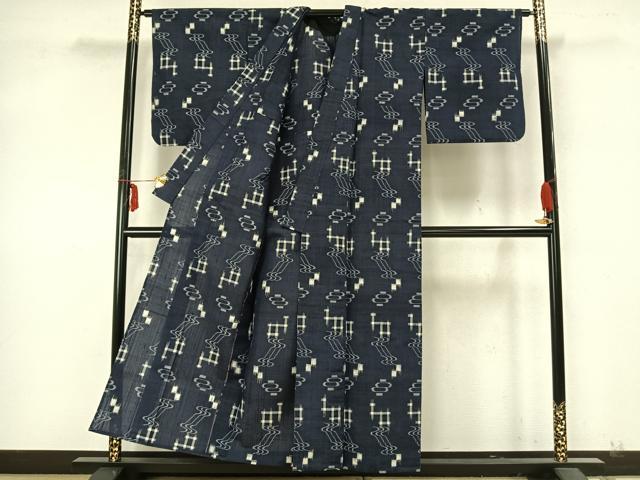 平和屋着物▽上質な紬 単衣 琉球絣 正絹 逸品 AABA7550fy