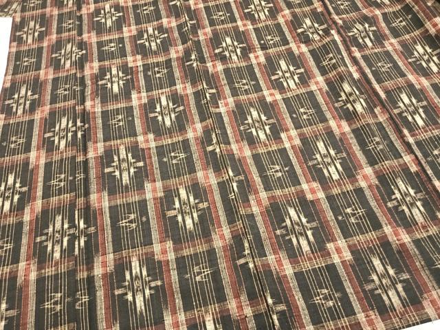 平和屋着物▽上質な紬 単衣 絣柄 正絹 逸品 AABA7569fy