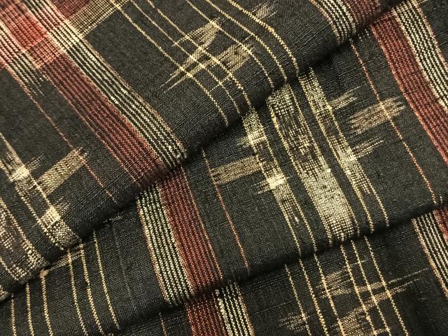平和屋着物▽上質な紬 単衣 絣柄 正絹 逸品 AABA7569fy