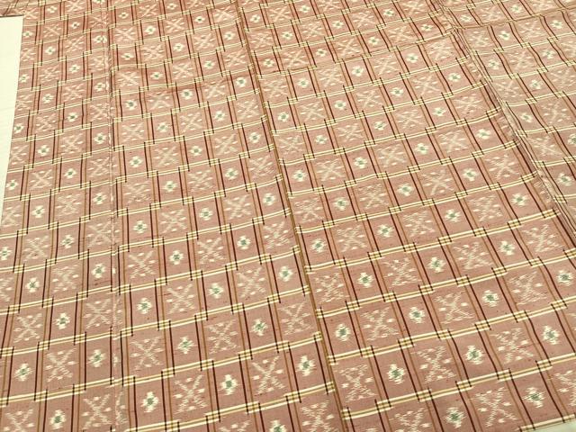 平和屋着物▽本場琉球絣 紬 単衣 正絹 逸品 AABA7594fy