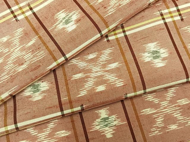平和屋着物▽本場琉球絣 紬 単衣 正絹 逸品 AABA7594fy