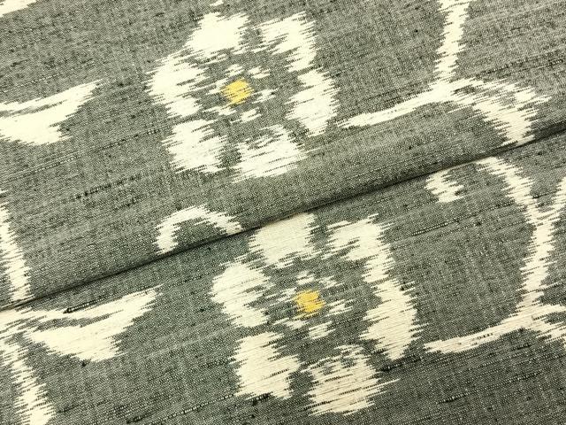 平和屋着物▽上質な紬 単衣 花唐草文 正絹 逸品 AABA7606fy