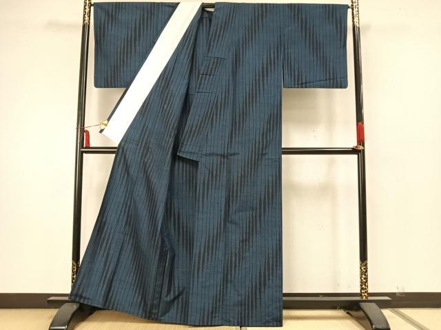 平和屋着物▽上質な紬 単衣 変わり縞 正絹 逸品 AABA7609fy