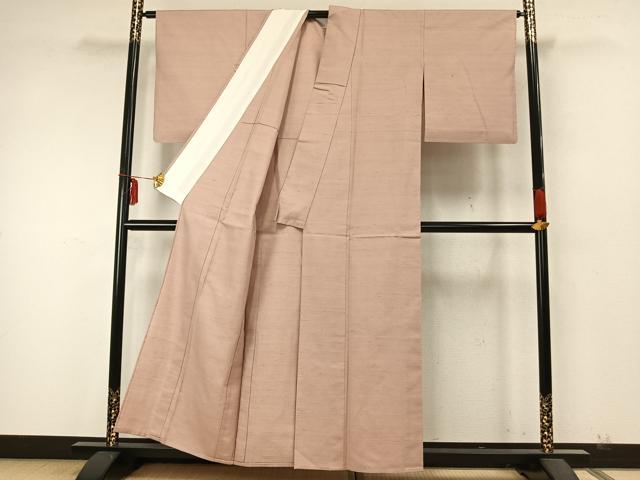 平和屋着物▽菅原工房 菅原結作 漢方染紬 単衣 色無地 一斤染色 反端付き 正絹 逸品 AABA7610fy