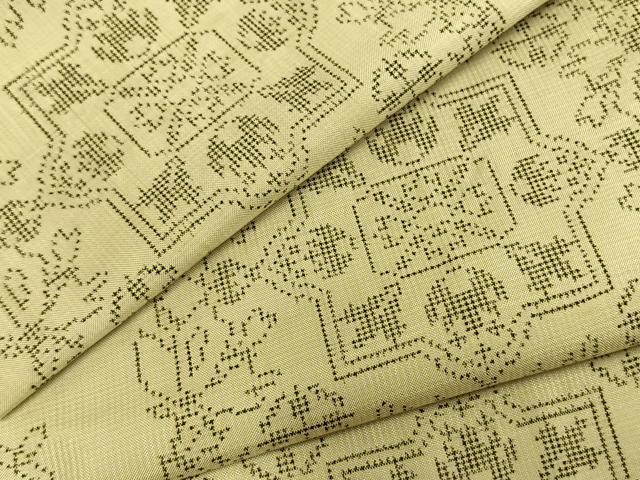 平和屋着物▽本場大島紬 単衣 7マルキ 吉祥花文 正絹 逸品 AABA7632fy