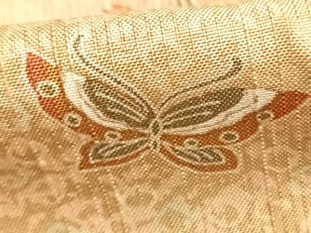 平和屋着物▽上質な小紋 単衣 花蝶文 金彩 正絹 逸品 AABA7688fy