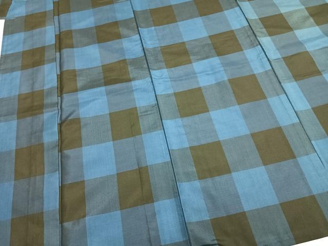 平和屋着物▽本場大島紬 単衣 市松文様 正絹 逸品 AABA7715fy