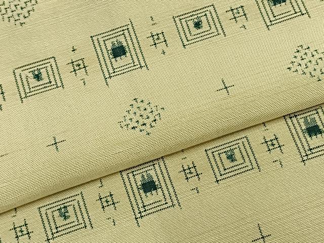 平和屋着物▽上質な紬 単衣 幾何学文様 正絹 逸品 AABA7768fy
