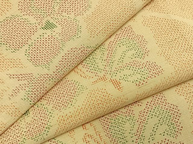 平和屋着物▽上質な紬 単衣 花蝶文 正絹 逸品 未使用 AABA7770fy