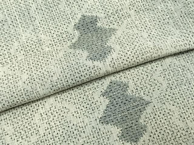 平和屋着物▽結城紬 単衣 幾何学文様 正絹 逸品 AABA7792fy