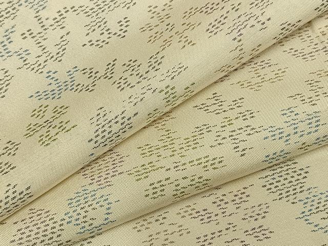 平和屋着物▽本場大島紬 白大島 単衣 舞花文 正絹 逸品 AABA7798fy