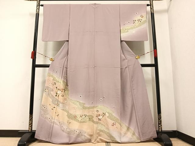 平和屋着物●訪問着 舞花文 暈し染め 金彩 正絹 逸品 AABA7815ph