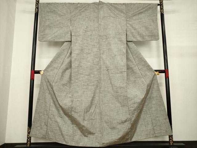 平和屋着物●上質な紬 段違い文 めがね織 正絹 逸品 AABA7924ck